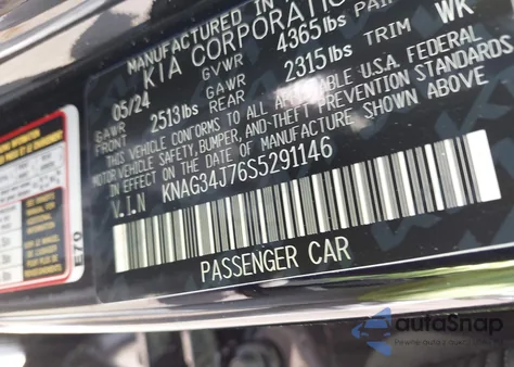 2025 Kia K5 Ex from USA, damaged, VIN KNAG34J76S5291146